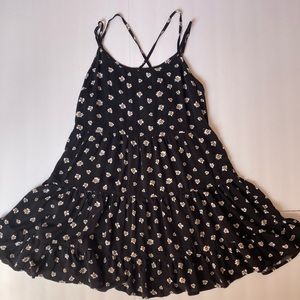 Black with daisies sun dress with strappy back